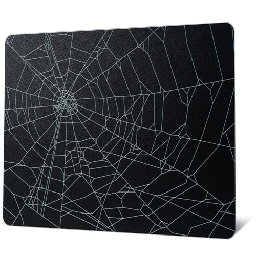 Image of XVX Glass Mouse Pad for Gaming, Black Spider Webs Hard Gaming Mousepad, Professional Large Mouse Mat 16.2 inch x 12.2 inch, Special Glass Surface with Improved Precision and Speed