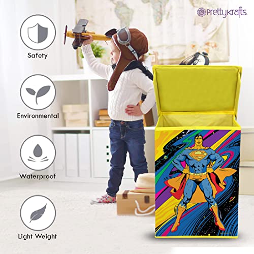 Image of Superman Rectangular Foldable Laundry Toy Organizer & Storage Box with Top Lid (Large, Blue- SBB SM1)