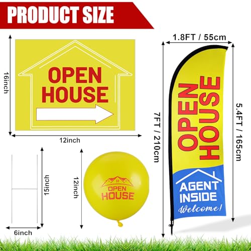 Buryeah 106 Pcs Open House Sign Kit for Real Estate Agent Supplies, Yellow - Image 2