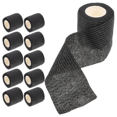 Happyyami 12 Rolls Self Athletic Tape Sports Tape for Hand Knee Wraps for Wrap for Wounds Leg Wraps Sports Muscle Tape Non-Woven Fabric Black