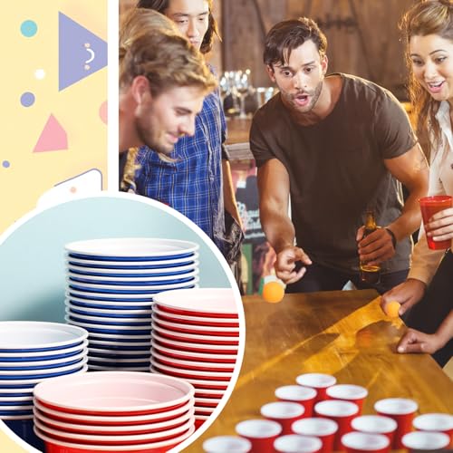 Image of Qinyoung 76 Pcs Cups and Balls Game Set for Party, Plastic Flip Cup Stacking Game Colorful Reusable Table Tennis Ball Indoor Outdoor Toss Activity for Birthday Wedding Drinking Party (Red Blue)
