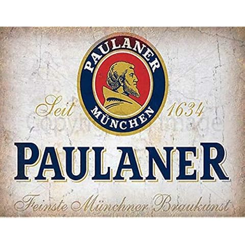 AMELIA SHARPE Tin Signs Vintage Paulaner Beer Germany Vintage Pub BAR Wall Decoration Metal Sign Home Bar Garage Decoration Sign 8x12 Inch Cover