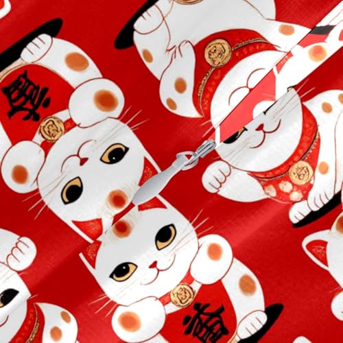 Housse de coussin en velours doux rouge et chat de la fortune de qualité supérieure