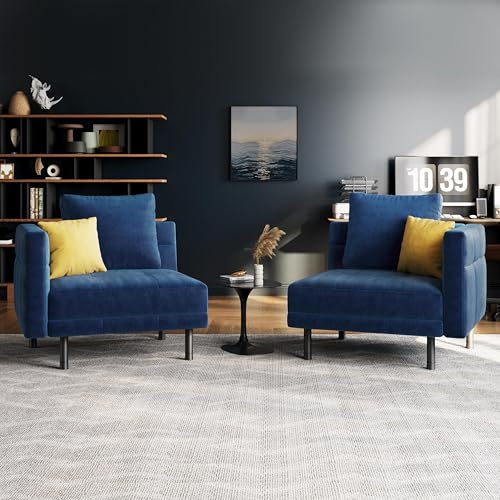 Yaheetech Trennbares Sofa mit Schlaffunktion, Schlafsofa 2 Sitzer aus Samtstoff, Schlafcouch mit 4 Kissen, 170x80x72.5 cm Multifunktionaler Schlafsessel fürs Wohnzimmer/Schlafzimmer/Gästezimmer, Blau