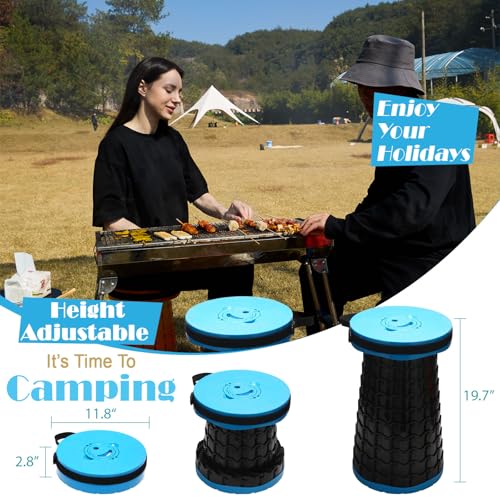 Image of Spisces Upgraded Collapsible Stool with Cushion, 1000 lbs Capacity & 19.7-in High, Wider & Taller Heavy Duty Portable Telescoping Foldable Seat for Adults Camping, Travel, Music Festivals, Outdoors