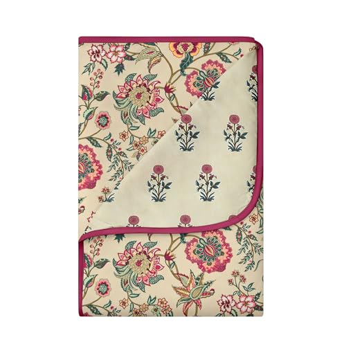 Image of Homestan Reversible All Season Cotton Feel Dohar for Double Bed,Soft Light Weight AC Blanket /Comforter for Summer /Winter /Monsoon (84x88 Inches, Floral Trail)