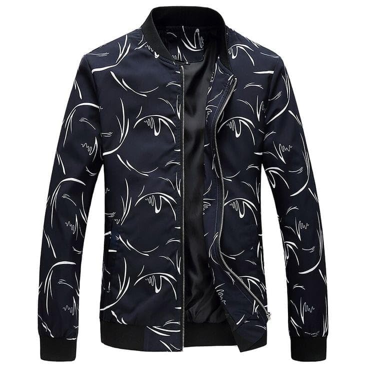 Geometric Chains Printed Zip Up Polyester Full Sleeves Shacket/Jacket For Men (F NavyBlueLeaf-002-L)-image-25