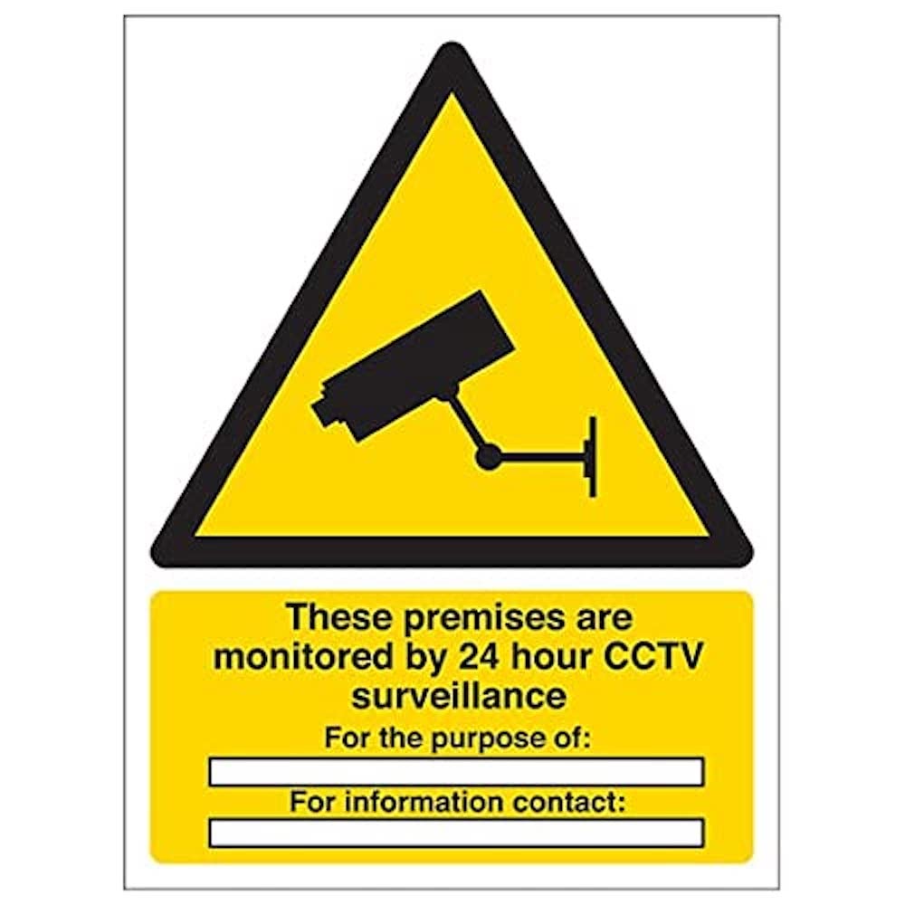 V Safety Eco Friendly Warning Security - Monitored By 24 CCTV For The Purpose Of¿ - 150 X 200mm, Multi, 150x200mm