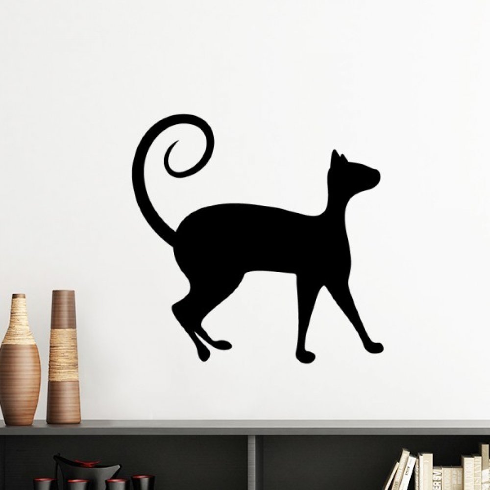 Sticker chat noir silhouette amovible pour mur de chambre DIYthinker 50cm jaune clair