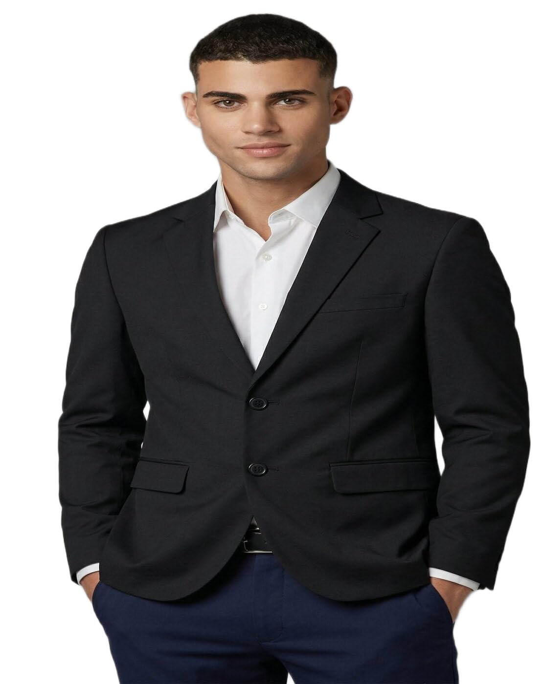 maykr Men's Black Slim Fit Single-Breasted Blazer, Formal Business Suit Jacket 1-picture-26
