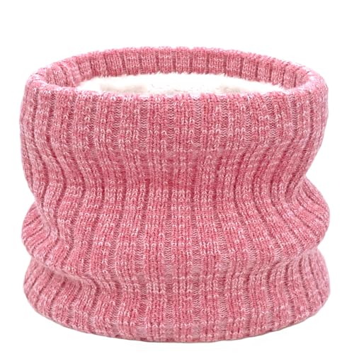 HOPSOOKEN Kids Fleece Neck Warmer Gaiter Winter Scarf for Boys Girls Windproof Soft Thermal Infinity Scarf for Cold Weather(Pink)