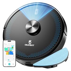 OKAYBOT V1 Staubsauger Roboter mit Wischfunktion 2 in 1, 4000Pa Staubsauger Roboter mit LiDAR Navigation, Roboterstaubsauger mit APP Steuerung, Ideal für Tierhaare, Teppiche, Hartböden