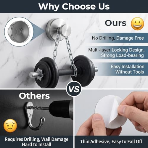 Image of HASTHIP 2PCS Vacuum Suction Cup Hooks Shower Hooks No Drill Towel Hooks Rustproof Stainless Steel Wall Hooks for Bathroom Glass Mirror