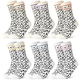 Utensilsto 6 Paar Tennissocken Damen 39-42 Leoparden Socken Damen Sportsocken Streifen Baumwollsocken Leoparden Muster Lustige Socken für Freizeit Sport Arbeitsoutfits