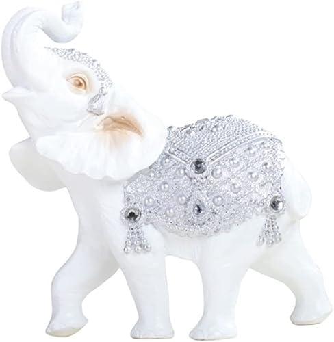 Miniatura 6 de George S Chen Imports Figura de estatua coleccionable tailandesa para decoración tronco arriba-elefante tailandés 88246blanco