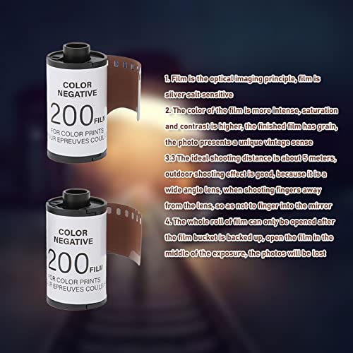 Película de color para cámaras 35 mm, ISO 200, 2 rollos de 8 hojas cada uno, película negativa de alta saturación y alta definición para cámaras 135 miniatura 4