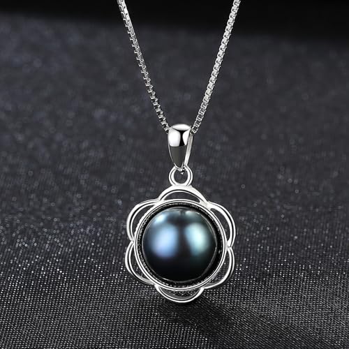 Collier argent 925 fleur pendentif perle hypoallergénique - 2