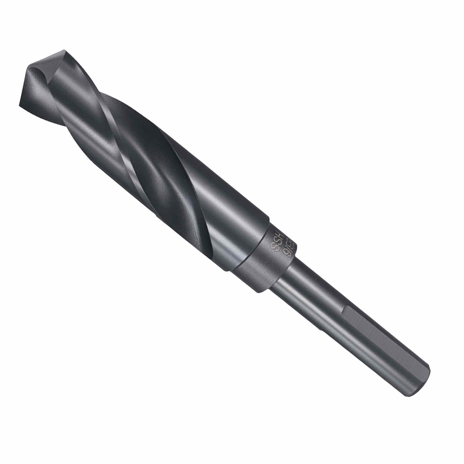 CoCud Drill Bit, 53/64" Cutting Diameter (21.034mm), 1/2" Reduced Shank 3-Flat 4341 HSS Nitriding Black 118° Cutting Angle Bits - (Applications: for Drilling Plastic Wood) — image 1