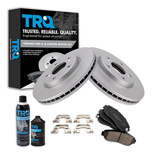 TRQ Front Brake Pad & Rotor Kit Brake Chemical Kit Brake Pads Brake Rotor Ceramic Premium G-Coated Compatible with 2005-2010 Honda Odyssey
