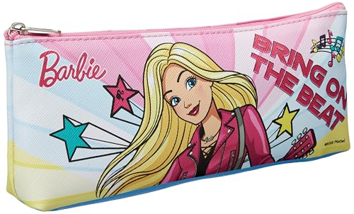 Image of Barbie Triangle Pencil Pouch for Kids - Stylish School Stationery Bag, Pink & Durable