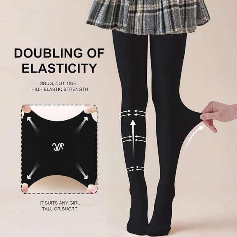 Image of Tights for Girls | Thermal Fur Stockings | Winter Warm Fleece Lined Footed Tights Leggings High Waist Pantyhose