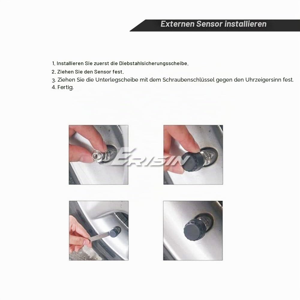 erisin TPMS 4 Sensor Adapter Empfänger Kit Auto USB TPMS Interne Reifendrucksensoren Reifendruckkontrolle Ersatz für Android GPS Navigation Display