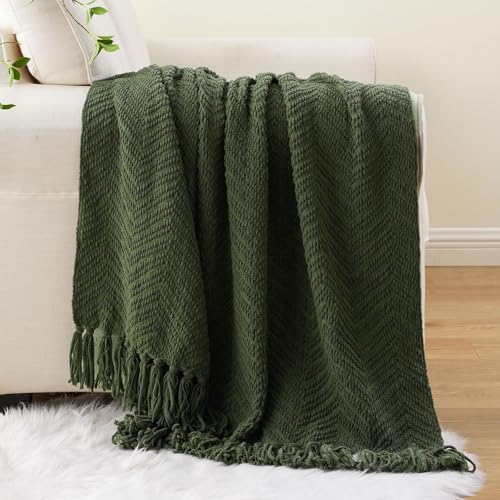 Image of BATTILO HOME Olive Green Throw Blankets for Couch, 60 inchx80 inch