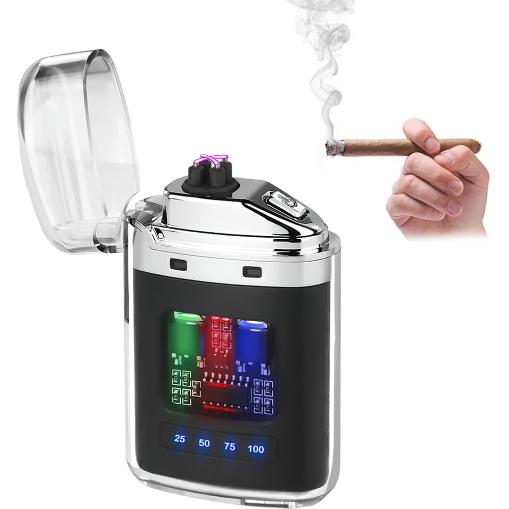 Stylish Transparent Electrical Lighter, Dual Arc, USB Rechargeable Cigarette Plasma Lighter - Ideal for Camping & Smoking, Unique Windproof Pocket-Sized, Cool and Fancy Design-image-12
