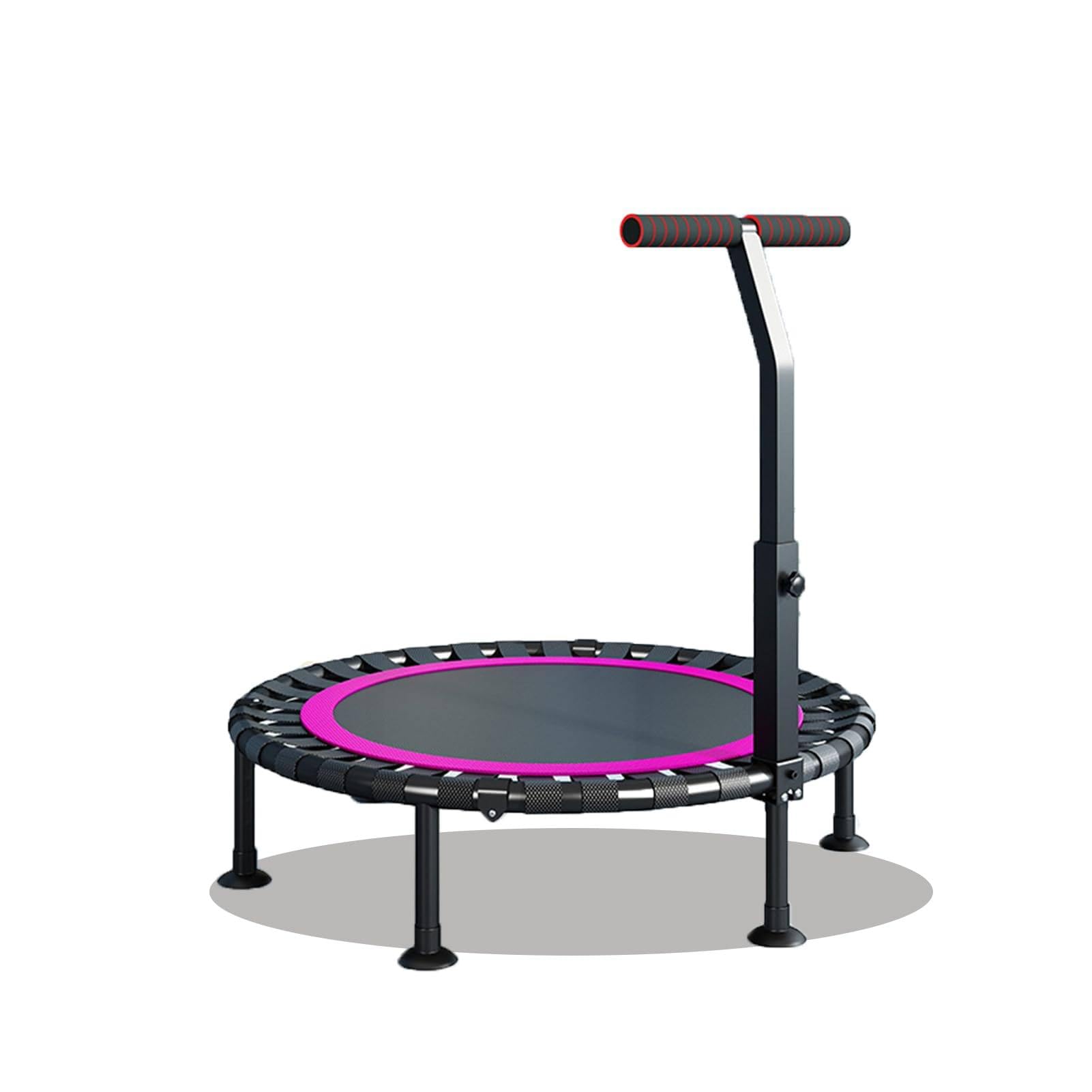 Mini Trampolín Plegable De 40" Con Barra En T/U, Mini Trampolín De Fitness Con Rebote, Trampolín Redondo De Interior Para Niños, Trampolín Universal, Peso Máximo 200 Kg,Rosered-T-bar