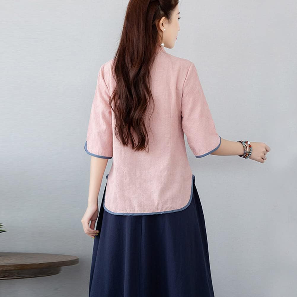 Women's Tang Dress Outfit Mandarin Collar Qipao Top Tea Length Skirt 19th Century Chinese Traditional School Girl Costume