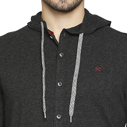 Image of HammerSmith Men's 100% Cotton Long Sleeve Hooded Collar Casual Shirt