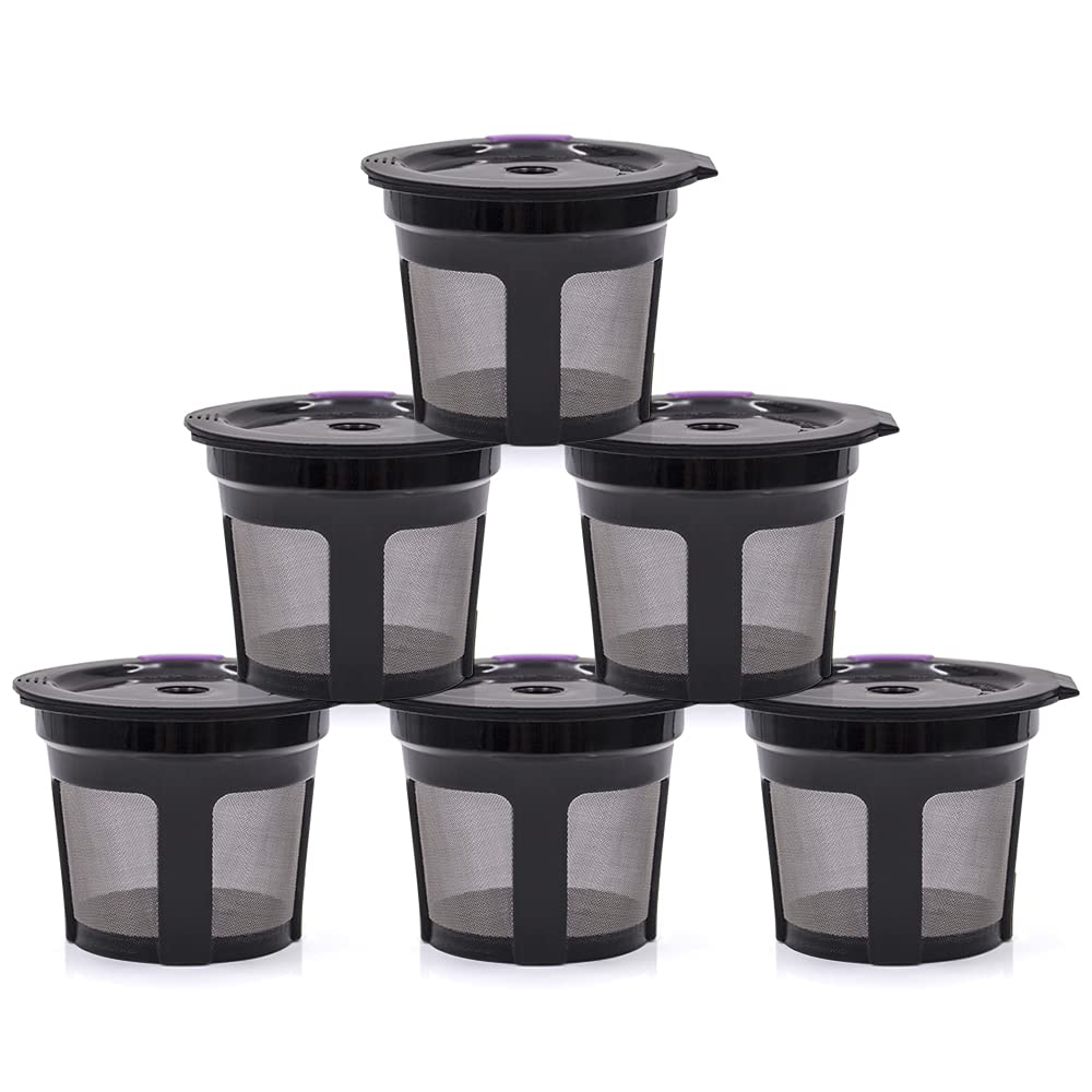 Aoccy Coffee Capsules Cup Refillable Reusable Coffee Filters Capsule Pods Integrated Design Stainless Steel Mesh Strainer Replacement for Keurig 2.0 and 1.0 with Brush & Spoon 8-Pack