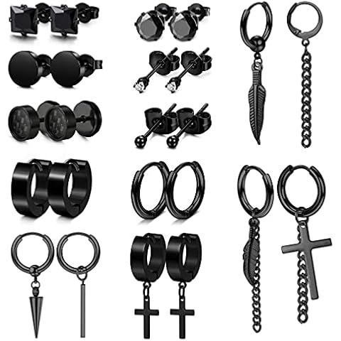 CASSIECA 12 Pares Pendientes de Colgante de Aro Para Hombres y Mujeres Cover