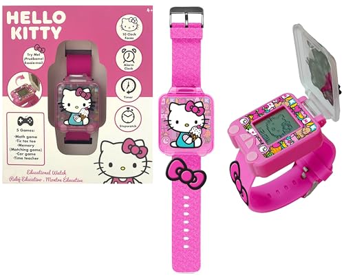 SRV Hub Hello Kitty Kids Educational Smart Watch - Girls Digital Watch with 5 Fun Learning Games, Timer, Alarm, Stopwatch, 10 Clock Faces, Blue Silicone Strap – Ages 4+ - Image 6