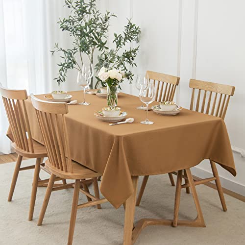 Image of maxmill Textured Rectangular Tablecloth Water Resistance Antiwrinkle Spillproof Soft Jacquard Table Cloth for Fall Harvest Thanksgiving Parties and Holiday Dinners, 60 x 104 Inch, Amber Bronze