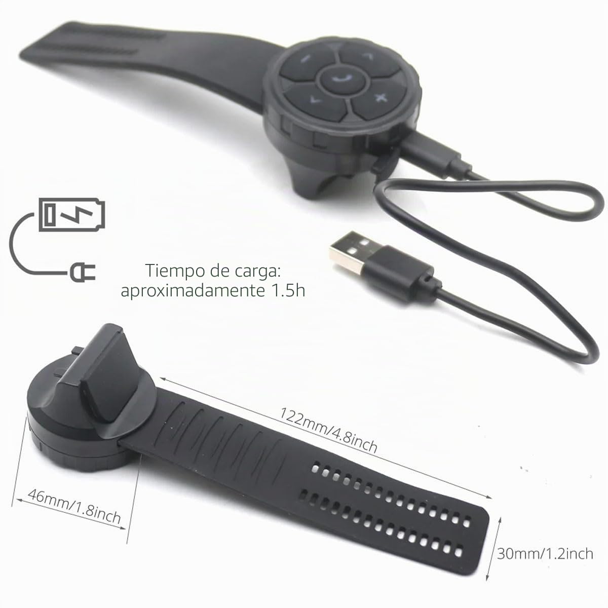 Mando a distancia con botón multimedia, kit de mando inteligente inalámbrico, controlador de teléfono, impermeable IP67, para volante de coche, moto, bicicleta, batería recargable integrada para