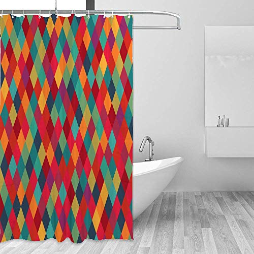 Rideau de douche polyester losanges CHEHONG 180x180 cm avec crochets - 5