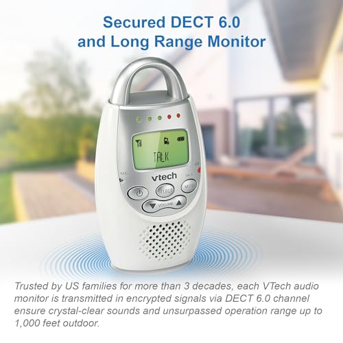 VTech Communications DM221 Audio Baby Monitor with up to 1,000 ft of Range, Vibrating Sound-Alert, Talk Back Intercom & Night Light Loop, White/Silver by VTech - Image 5