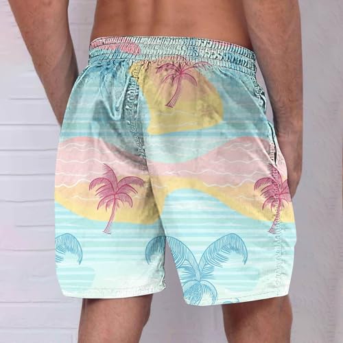 Novelty Colorslock Tropical Shorts for Men Summer Drawstring Boardshorts Beach Workout Shorts Swimtrunks with Pockets4