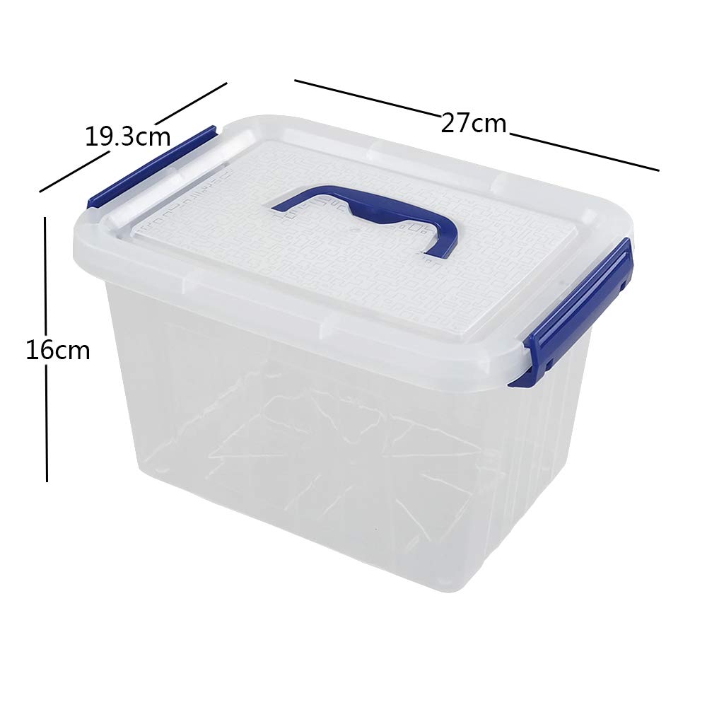 Farmoon 6 L Scatola Portaoggetti in Plastica con Coperchio e Manico, Confezione da 6