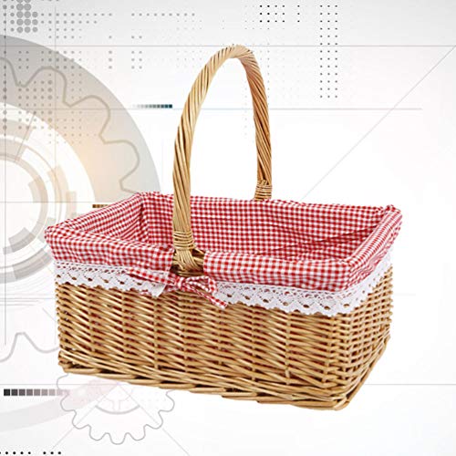 HEMOTON Cesta de Vime Do Piquenique Cesta Do Vinho Tecido Cesta de Frutas Cesta de Ovos Cesta de Doc
