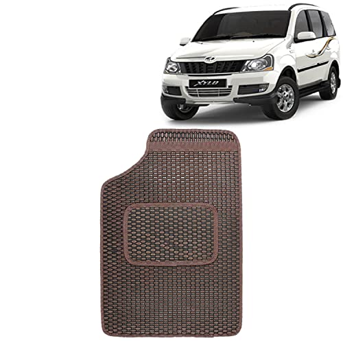 Image of Kingsway Dotted Design Car Floor Foot Mats Universal Fit for Mahindra Xylo, Model Year : 2009-2017, Water and Dustproof, Color Brown, Set of 5 Pieces