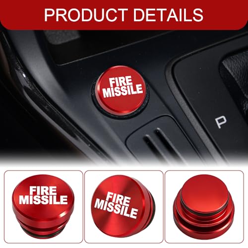 Image of Cigarette Lighter Plug Cover, Eject Button Car Cigarette Lighter, Standard 12 Volt Power Source Aluminum Dustproof Plug Universal Fits Most Vehicles (Red-Fire Missle)