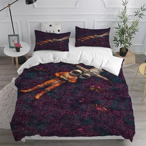Parure de lit adulte starry sky drap microfibre fermeture éclair 260x220cm astronaute
