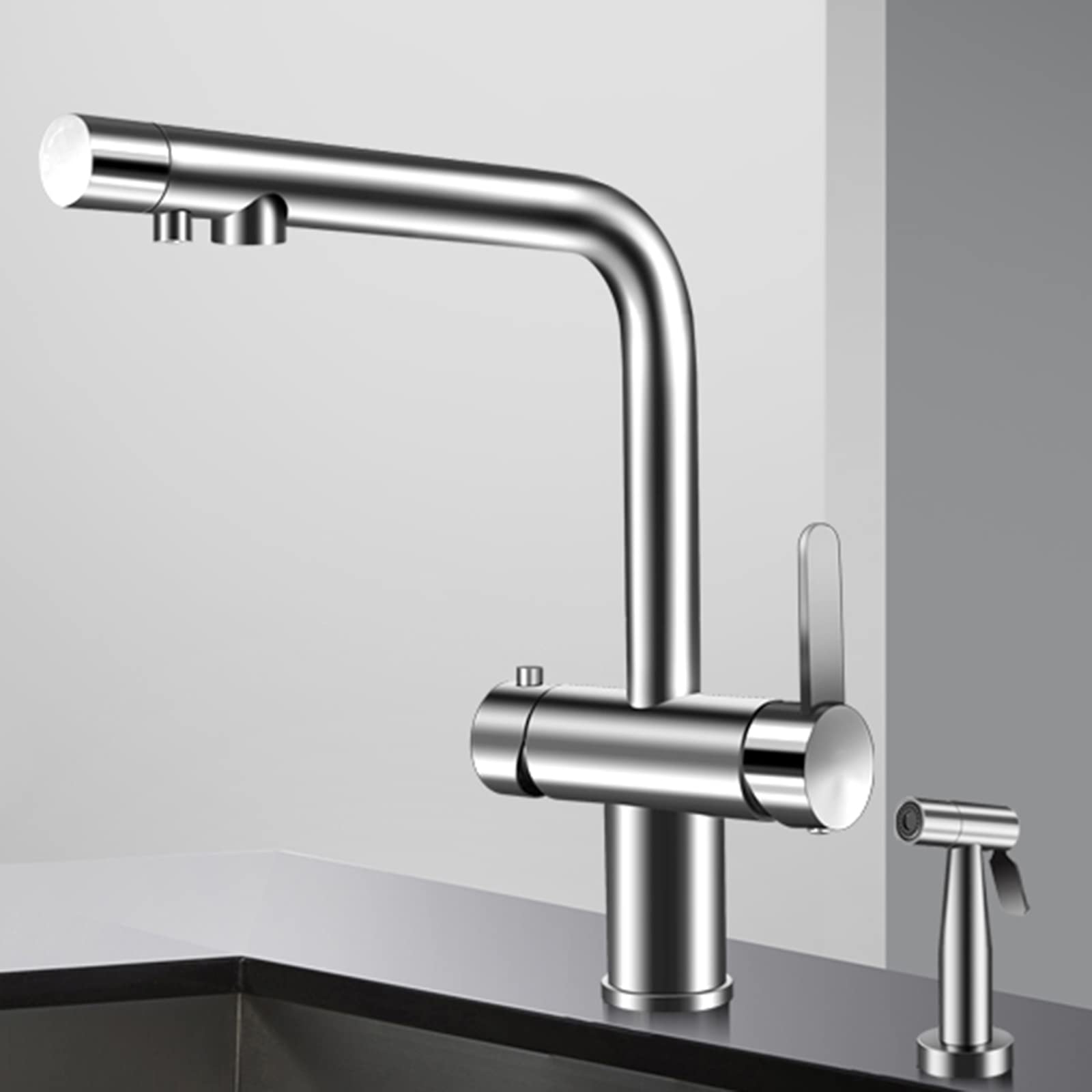3 Way Kitchen Tap Brass Hot and Cold Water Multifunction Airbrush Sink