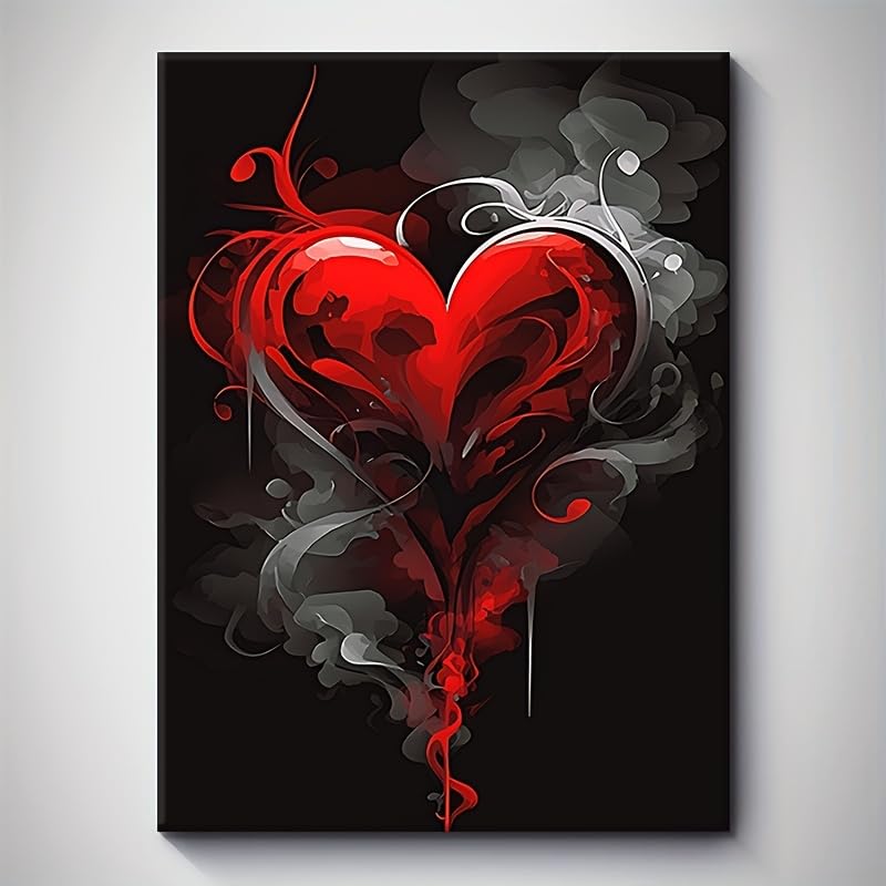 Tableau moderne cœurs rouges pour habiller un mur de salon vide 40x60