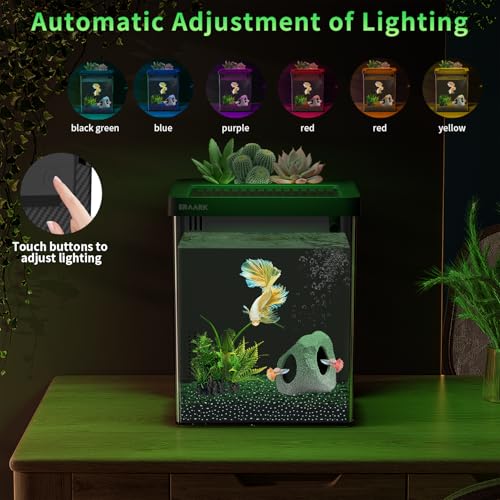 Betta Fish Tank,Aquarium kit 1.5 Gallon Fish Tank,with Filter LED Light, Water Pump, Decorate Water Plants and Sand, Aquarium Starter Kits, Fish Bowl - Image 3