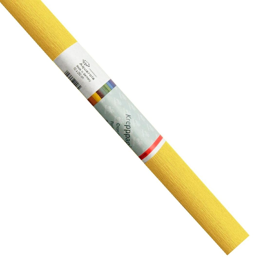 Staufen Werola - Aquarola Krepppapier gelb, 100 Rollen | Rolle mit je 50 x 250 cm, nicht abfärbendes Bastelpapier für Schule, Deko, DIY & Floristik