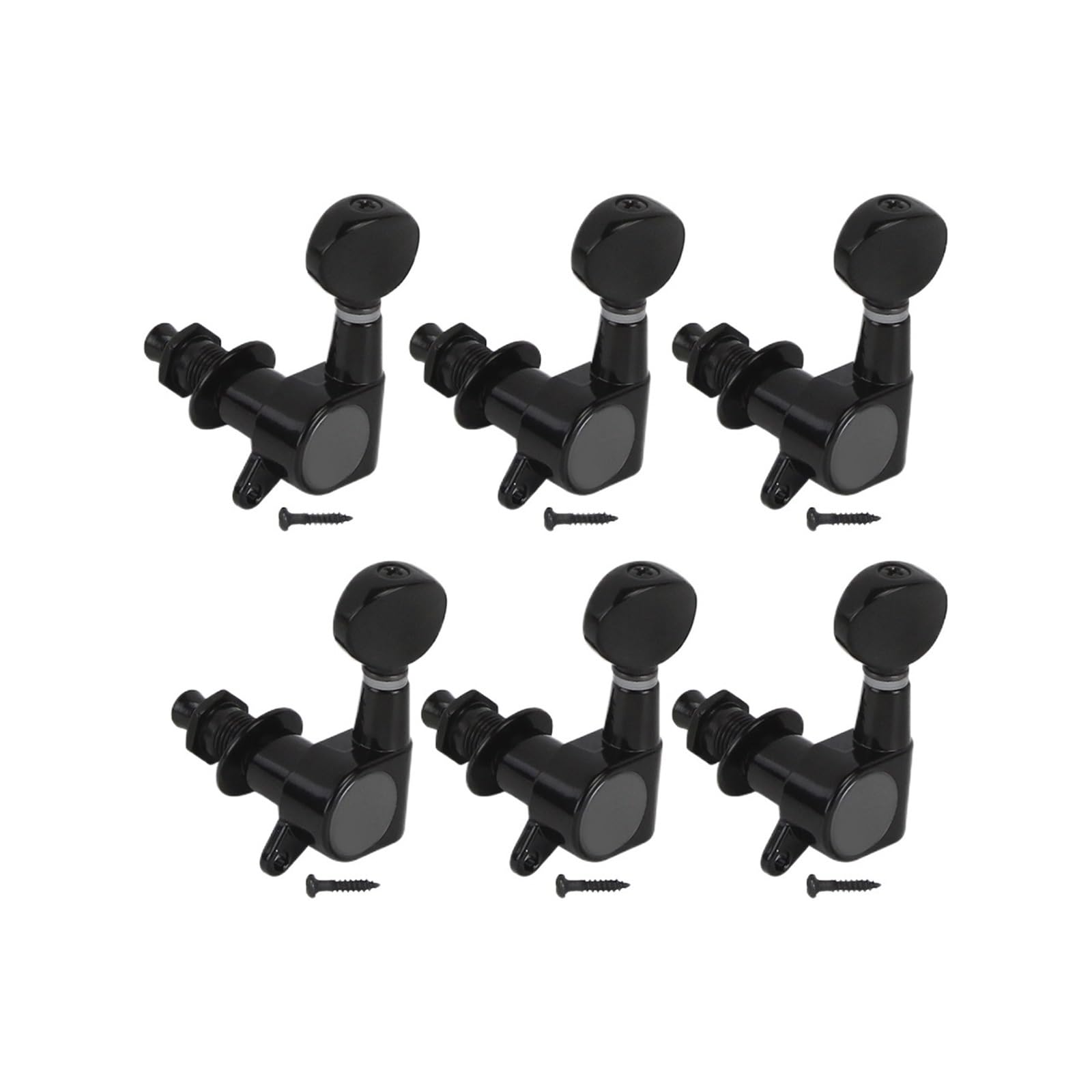 6PCS 6-in-line Chiavi di accordatura for chitarra elettrica Pioli Meccaniche 6R/6L Cromo/Nero(Black 6R)