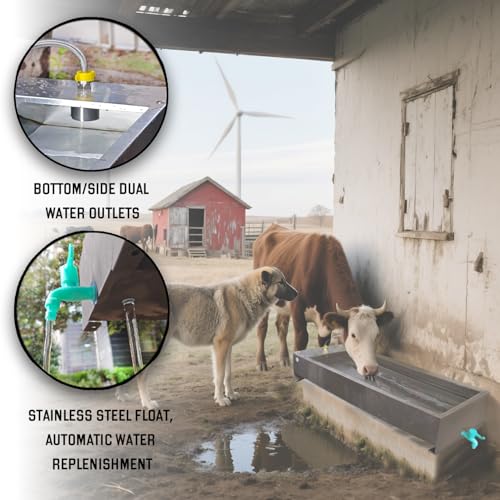 Paiaojia Automatic Livestock Water Trough Animal Stainless Steel Larger Automatic Waterer with Float Valve Kit for Goat Cattle Horse Hog Pigs Dog Water Dispenser Outdoor, 39.5\"*11.8\"*7.8\",12 Gallons - Thumbnail 4